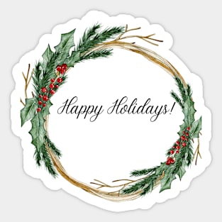 Happy Holidays Wreath Sticker
